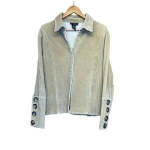 Vintage Metrostyle Womens Shirt Jacket 18 Tan Corduroy Button Cuff Long Sleeve